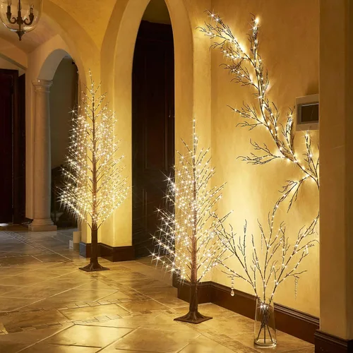 Vista 3 de LITBLOOM Árbol Alpino Iluminado de 4 pies con 450 luces LED de hadas, árbol de ramitas marrones con luces para decoración de Acción de Gracias