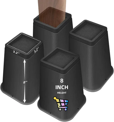 Vista 42 de Elevadores de cama ajustables de 8 pulgadas, soportes de elevación antideslizantes resistentes para camas, sofás, diseño cuadrado duradero
