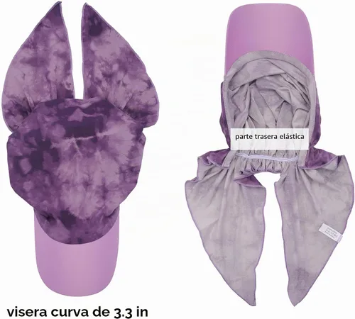 Vista 7 de ZLYC Gorro ligero con ala de quimioterapia para mujer, bufanda para la Tie Dyed Purple