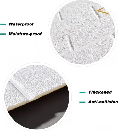 Vista 4 de SOVORM 10 Pcs 3D Peel and Stick Wall Panels，White Faux Foam Brick with Landscape Pattern，for Living Room, Bedroom,Kitchen, Accent Wall Decor