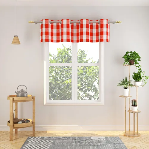 Vista 17 de Cortinas de 24 pulgadas de largo con diseño Buffalo Check Gingham Plaid para ventanas de cocina y baño, tratamiento para ventanas con 2 paneles