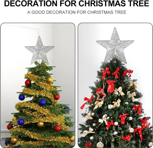 Vista 4 de KESYOO Decoración de árbol de Navidad con purpurina exquisita estrella de hierro, adorno de metal para árbol de Navidad para el hogar, bar