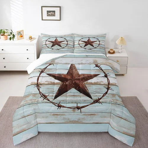 Vista 8 de Manfei Juego de edredón geométrico azteca, tamaño individual, juego de ropa de cama de cactus, vaquera occidental, decoración de habitación de niños