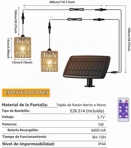 Vista 3 de Candelabro solar para exteriores