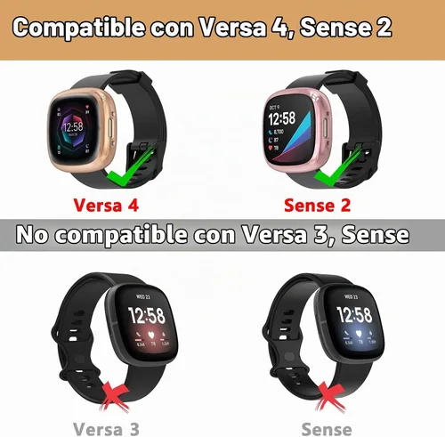 Vista 2 de Paquete de 5 fundas protectoras de pantalla de silicona compatibles con Fitbit Sense 2/Versa 4, cobertura completa, HD, ultrafina, TPU, compatible