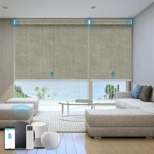 Vista 25 de Persiana Motorizada, Compatible con Homekit Thread-Enabled, Persianas Inteligentes 100% Opacas con Control Remoto, Persiana Enrollable Eléctrica