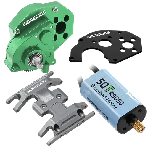 Vista 8 de Motor RC 050 50T Motor cepillado con caja de cambios de transmisión de aleación de aluminio para Axial SCX24 AXI00002 AXI00001 AXI90081 AXI00006 Azul