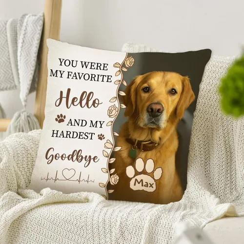 Vista 3 de Funda de almohada conmemorativa personalizada para mascotas, regalos conmemorativos para perros, gatos con nombre y foto personalizados, regalo