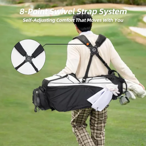 Vista 3 de Pure Series - Bolsa de golf de piel sintética fácil de limpiar con separadores de 14 vías, anillo de toalla con abridor de botellas integrado
