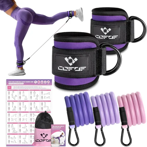 Vista 9 de Ankle Resistance Bands with Cuffs, Leg Exercise Equipment with Poster