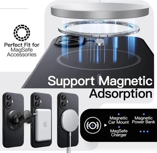 Vista 4 de JETech Funda magnética delgada para iPhone 16, color negro