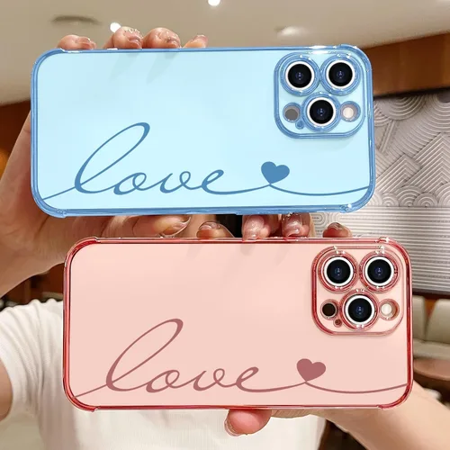 Vista 7 de LAPOPNUT Funda compatible con iPhone 13 Pro, bonito diseño de corazón de amor para mujeres y niñas, parachoques chapado de lujo con cubierta