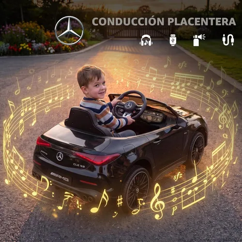 Vista 6 de Qaba Coche eléctrico de 12 V con licencia Mercedes AMG CLE 53 Ride On Car Negro