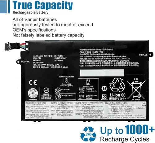 Vista 5 de L17M3P51 01AV446 - Batería de repuesto para laptop Lenovo ThinkPad E480 E485 E495 E580 E585 Series Notebook SB10K97607 L17C3P51 SB10K97609 01AV448