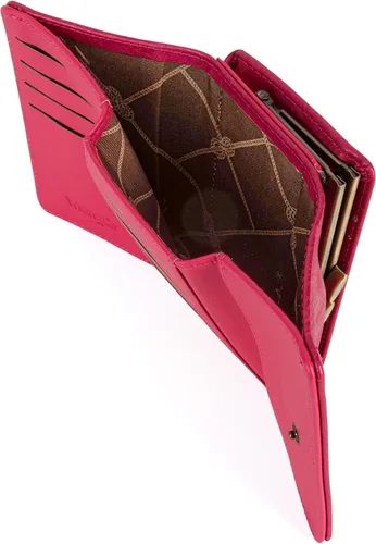 Vista 4 de Wrangler Billeteras de triple pliegue para mujer, tarjetero pequeño, Retro rosa intenso, Minimalista