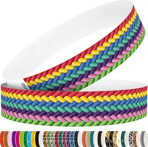 Vista 33 de Tyvek - Pulseras para eventos, diseño creativo de color, pulseras de papel de 3/4 pulgadas, paquete de 250 unidades para fiestas, agrupaciones, Negro