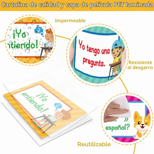 Vista 3 de Juego de 16 pósteres en español con frases en español, decoraciones para el aula, póster de aprendizaje con temática española, materiales de estudio