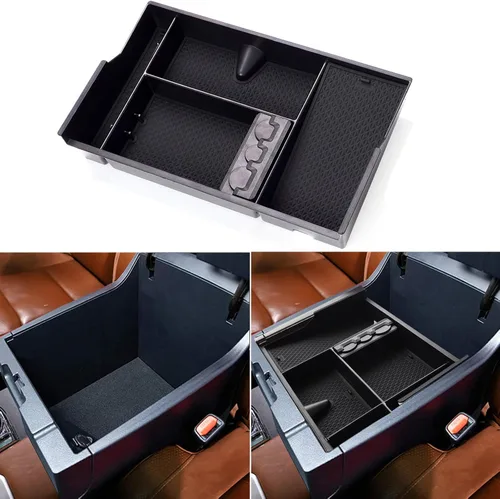 Vista 2 de Compatible con accesorios Toyota Tundra Organizador de bandeja de consola central para Tundra 2007-2020 2021, bandeja de almacenamiento secundario