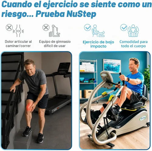 Vista 3 de NuStep Recumbent Cross Trainer Stepper, Low-Impact Full-Body Exercise, Adjustable Arms & Legs, 360-Degree Swivel Seat, Engaging Programs