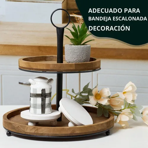 Vista 3 de Elevadores Mini Definidos para exhibición, elevadores de madera para decoración, elevador de madera redonda pequeña de 4”, elevador de madera
