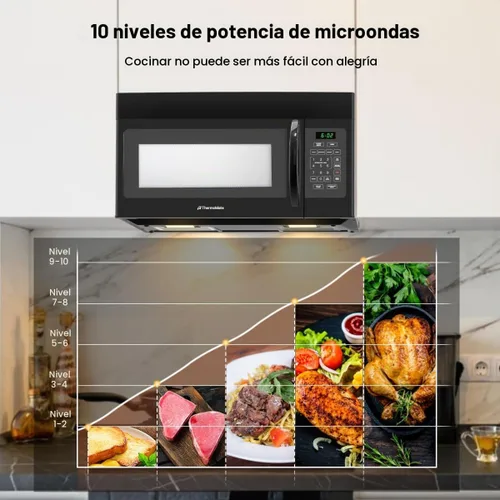 Vista 2 de Microondas de 30 pulgadas sobre la estufa, ThermoMate de 1.7 pies cúbicos de capacidad, microondas sobre la estufa con un toque, 1000 vatios