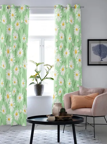 Vista 3 de Cortinas opacas con estampado verde 3D, cortinas de ventana con aislamiento térmico para oscurecer la habitación, juego de 2 paneles para sala
