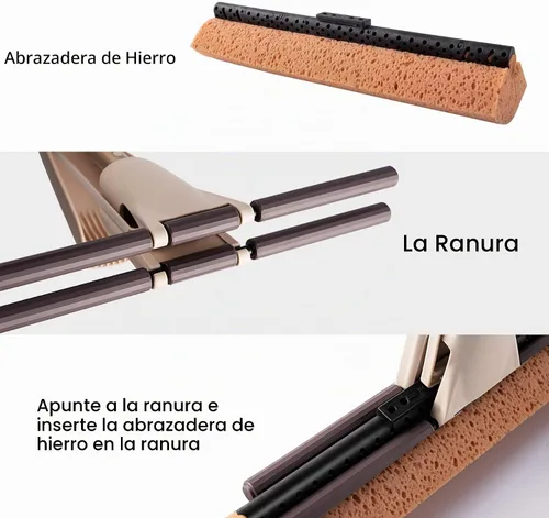 Vista 7 de Eyliden Trapeador de esponja con 2 cabezales reutilizables, mopa absorbente