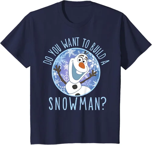 Vista 34 de Disney Camiseta Frozen Olaf con texto en inglés "Do You Want to Build A Snowman Negro