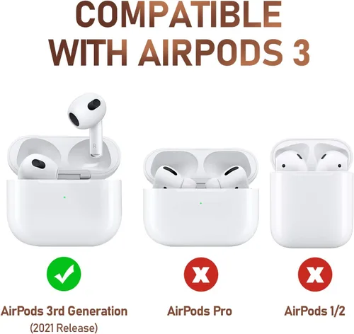 Vista 2 de Funda protectora de silicona con llavero, compatible con AirPods de 3ª generación (2021), LED frontal visible (naranja brillante)