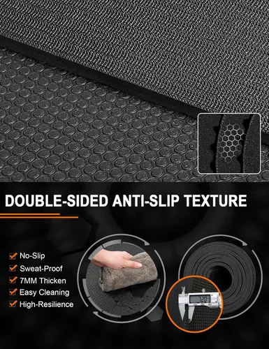 Vista 2 de Tapete de ejercicio grande de 8 x 5 pies 12 x 6 pies para gimnasio en casa, tapete de ejercicio resistente para suelo de gimnasio, esterilla
