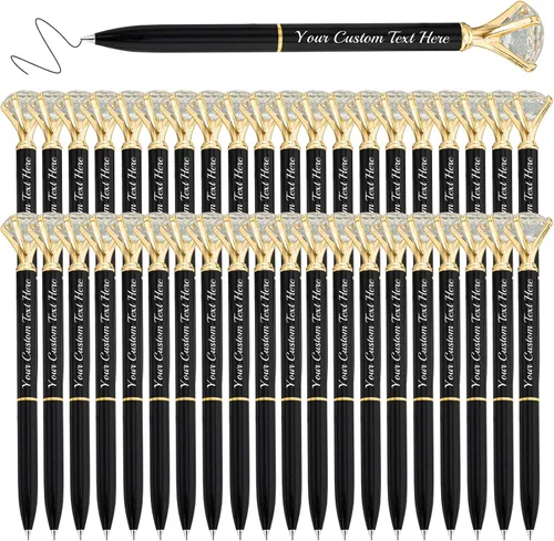 Vista 12 de Bolígrafos personalizados de diamantes personalizados con nombre a granel de metal de cristal grabado, bolígrafos divertidos brillantes a granel