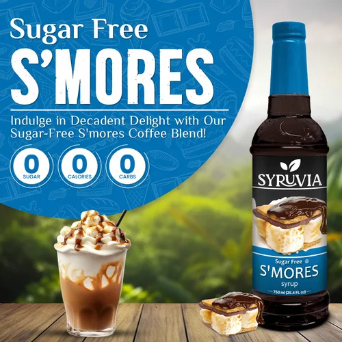 Vista 3 de Syruvia - Jarabe de café sin azúcar, jarabe sabor a malvavisco para bebidas, lattes y postres, 25.4 onzas líquidas