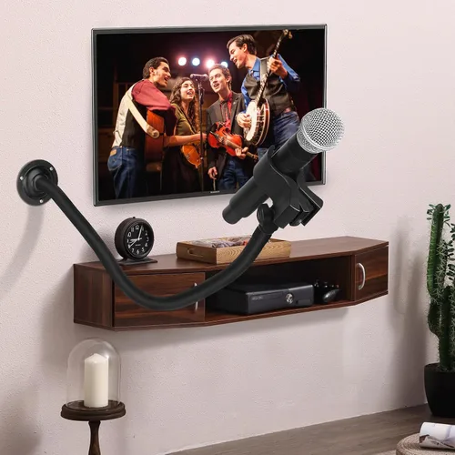 Vista 5 de Soporte para micrófono: soporte de micrófono de escritorio de cuello de cisne de 23.6 pulgadas, soporte de pared para brazo de micrófono, clip