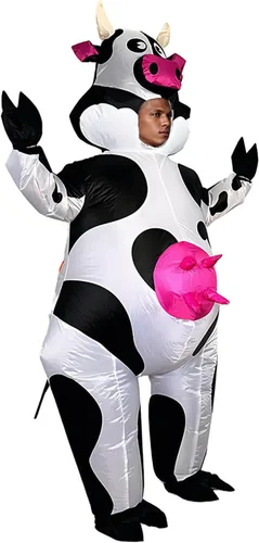 Vista 4 de Moo-ve Overs - Disfraces aburridos, el disfraz inflable de vaca para adultos está aquí, perfecto para Halloween y travesuras de granero unisex