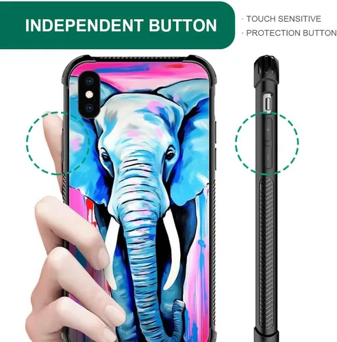 Vista 4 de Funda compatible con iPhone XR, diseño de elefantes africanos para niñas, diseño de patrón a prueba de golpes, antiarañazos, carcasa trasera