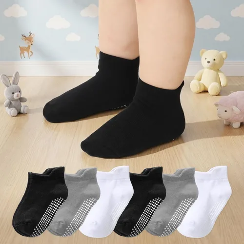 Vista 33 de Calcetines tobilleros antideslizantes para bebé, paquete de 12 para niños y niñas, calcetines de algodón para bebés Animal1
