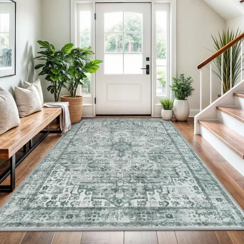 Vista 43 de SIILOOM Alfombra lavable de 2 x 3 pies, alfombra suave color taupe ceniza para entrada, tapete antideslizante para puerta de interior, tapete
