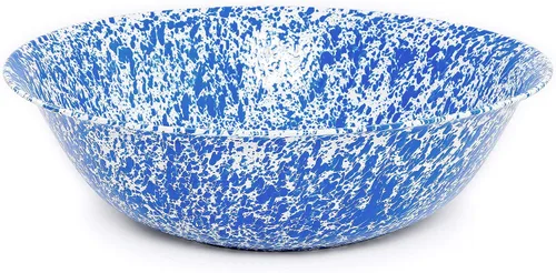 Vista 14 de Enamelware Cuenca pequeña, 4 cuartos de galón, Negro/Blanco Splatter (individual)