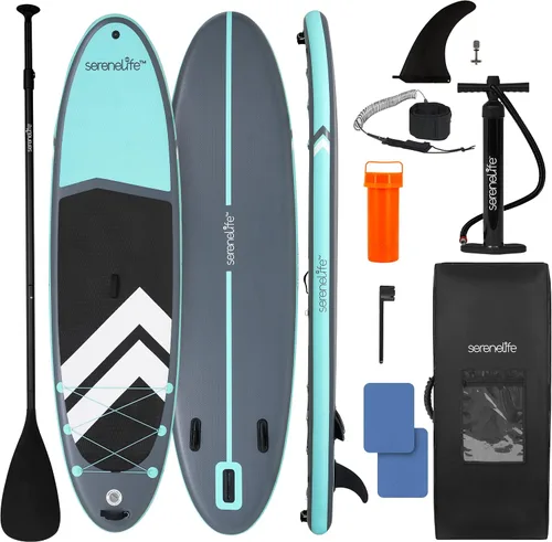 Vista 11 de SereneLife Tabla de remo inflable con accesorios de SUP premium, diseño amplio y estable, almohadilla antideslizante de EVA para jóvenes y adultos