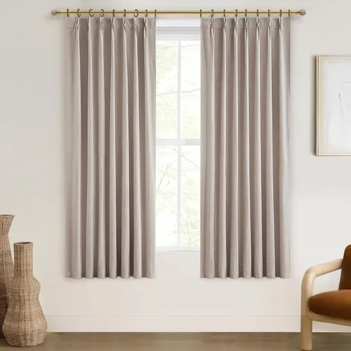 Vista 28 de Cortinas y Drapeados Modernos con Pliegues Pellizco Rosa Bebé de 84 Pulgadas de Largo, Juego de 2 Paneles para Sala de Estar, Cortina de Ventana
