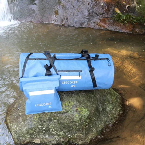 Vista 4 de Bolsa de lona impermeable, IPX8 Bolsa seca de rendimiento impermeable, cierre hermético de cremallera, bolsa impermeable con función de buceo, gran