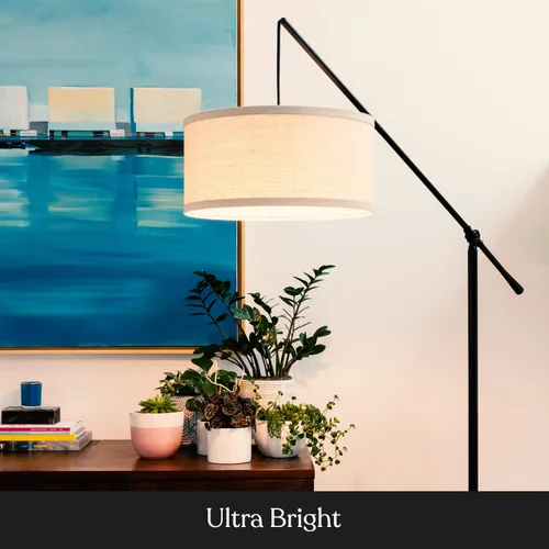 Vista 9 de Brightech Hudson 2 - Lámpara de pie LED, lámpara alta con base resistente, lámpara de arco contemporánea para salas de estar y oficinas, gran