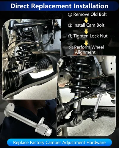 Vista 6 de 4 pernos y tuercas de leva para brazo de control inferior delantero para Dodge Ram