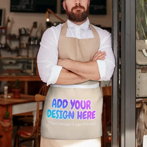 Vista 58 de AXKEUDO Delantal personalizado con bolsillos, delantales de cintura para camarera para cocinar en casa, restaurante, servir trabajo