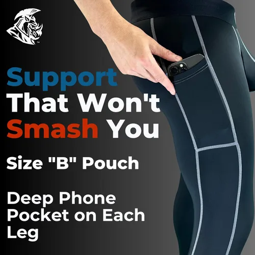 Vista 3 de Real Men D Pouch - Pantalones de compresión para hombre, leggings para hombre, pantalones de yoga, medias, capa base para hombres clima frío