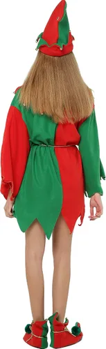 Vista 5 de EraSpooky Disfraz de elfo de Papá Noel para mujer para fiesta de Navidad