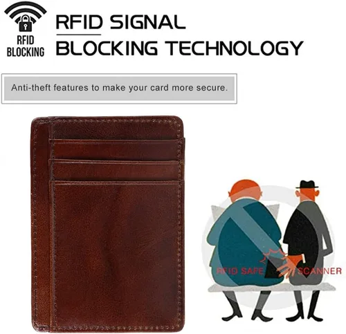Vista 7 de plplaaoo RFID Blocking, Card Holder,Anti theft Wallet Money Bag Cowhide Credit Card Holder Purse Male,High Definition Transparent Card Slot,Credit