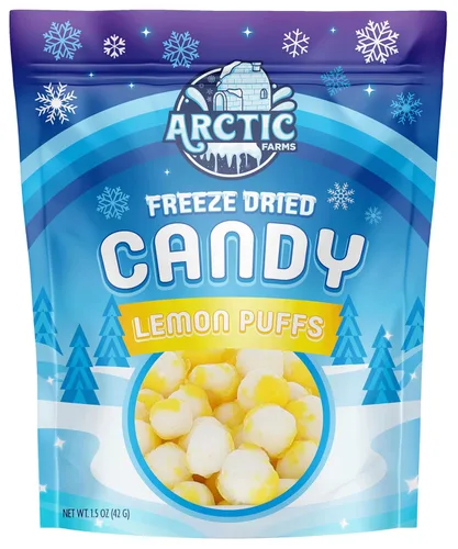 Vista 11 de Arctic Farms Caramelos liofilizados de caramelo agrio en bolsa y en caja (Gigantes de limón) (3 onzas)