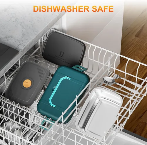 Vista 8 de Fiambrera eléctrica inalámbrica para adultos, 5.5 tazas recargable, con calefacción automática, calentador de alimentos con función de memoria y Azul
