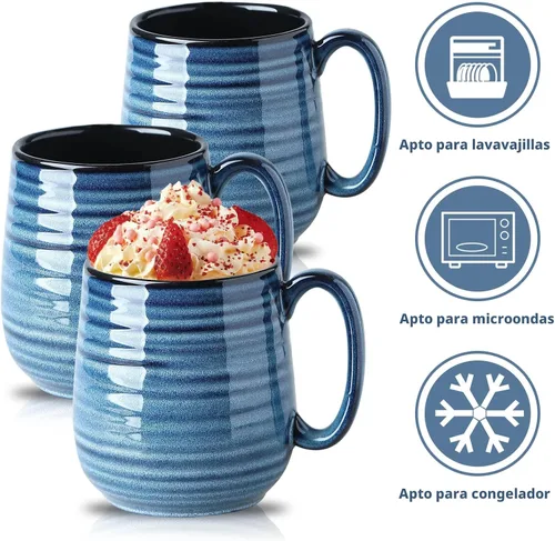 Vista 7 de HASENSE Taza de café, taza de café de cerámica de 20 onzas para hombres y mujeres, taza de café grande para café con leche, sopa de té, para oficina